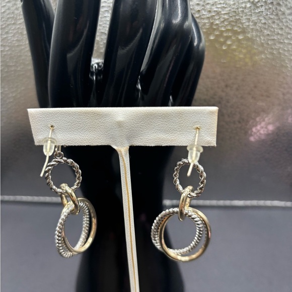 Elegant Two Tone Earrings - Picture 2 of 4
